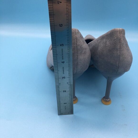 Gray Pointed Toe Pumps Mid Heel Stilettos Slip On Office Dress Shoe - Picture 8 of 9